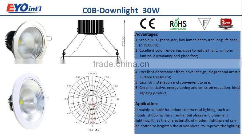 30W LED downlight high quality high power CE ROSH certs