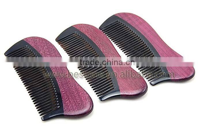 Personal care violet wooden beard OEM ox Horn Comb