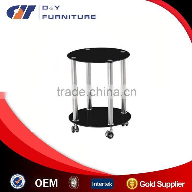 Lamp Table in Clear Glass with Wheels