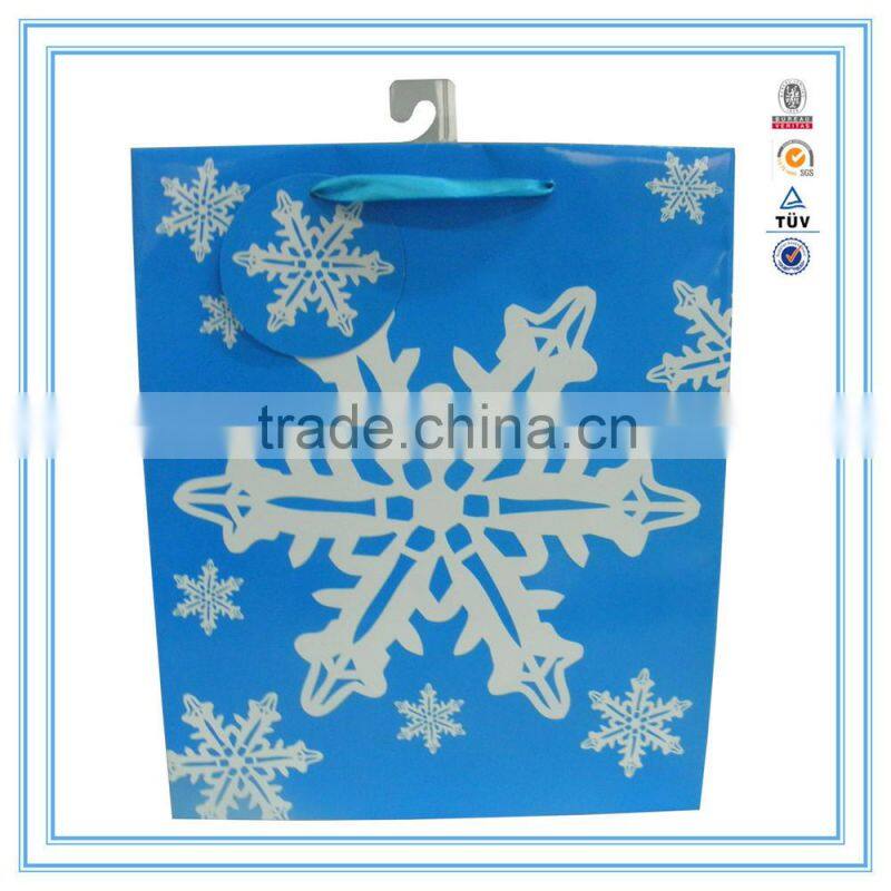 handbags wholesale china blue snowflake printing unique paper bag