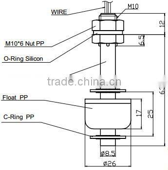 PP material one float point level switch