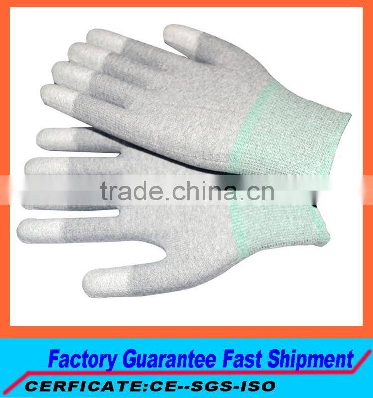 PU resin Assembly line esd glove Cell phone repair esd glove Light part handling esd pu palm coated work glove for sale