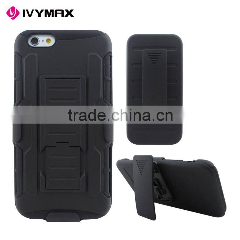 China manufacturer black hybrid holster combo plastic mobile phone case for iphone 6