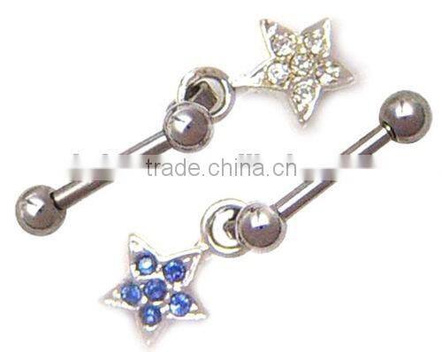 Star Dangle CZ Steel Eyebrow Ear Cartilage Ring