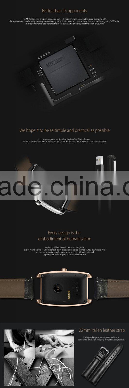 2016 New Smart Watch IP65 Waterproof with Heart Rate Monitor Smartwatch Premium