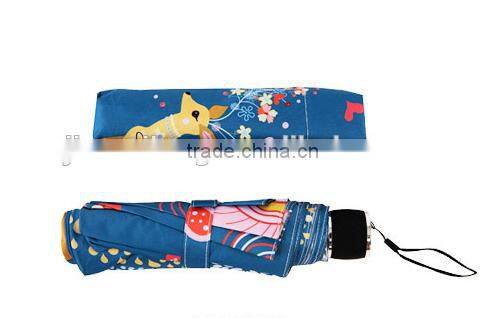 Hot Sale unique umbrella Fashion Galaxy Nebula 3 Folding sika deer art Umbrella Sunny and Rainy Sunscreen Anti-uv Umbrellas