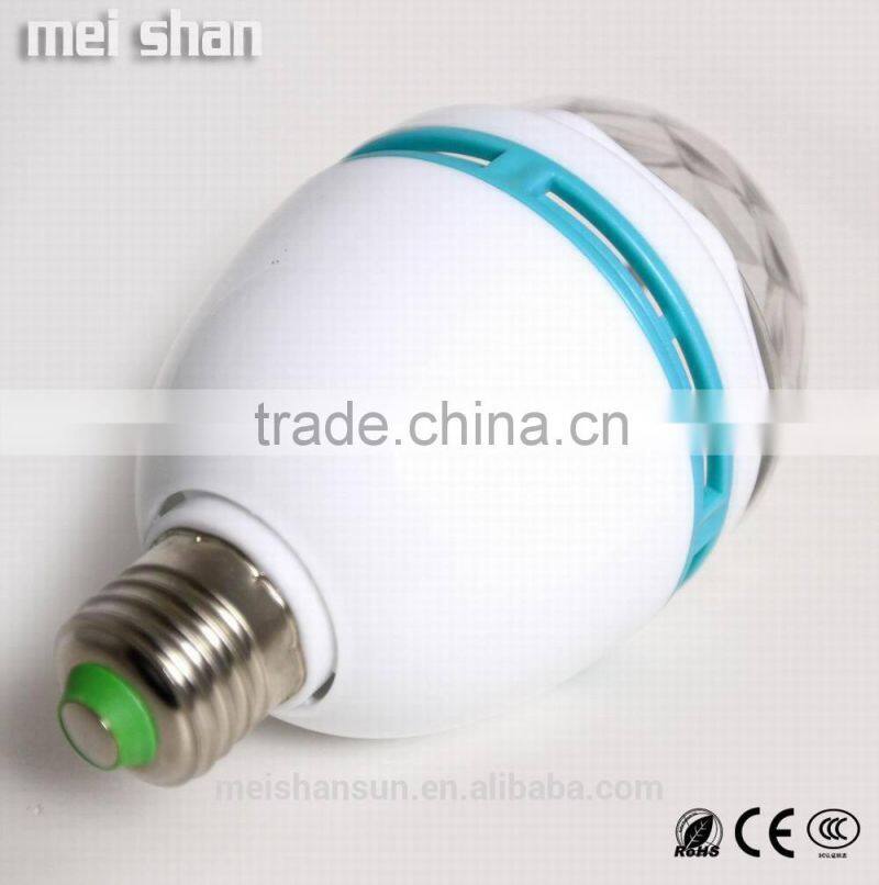 Newest 3W colourful changing light LED bulb crystal and PBT material