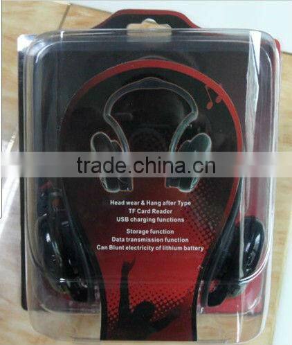 2013 new product hot selling waterproof wireless SD MP3 sports earphone from shenzhen factory