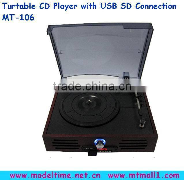 Vintage Turntable CD Player with USB/SD slot
