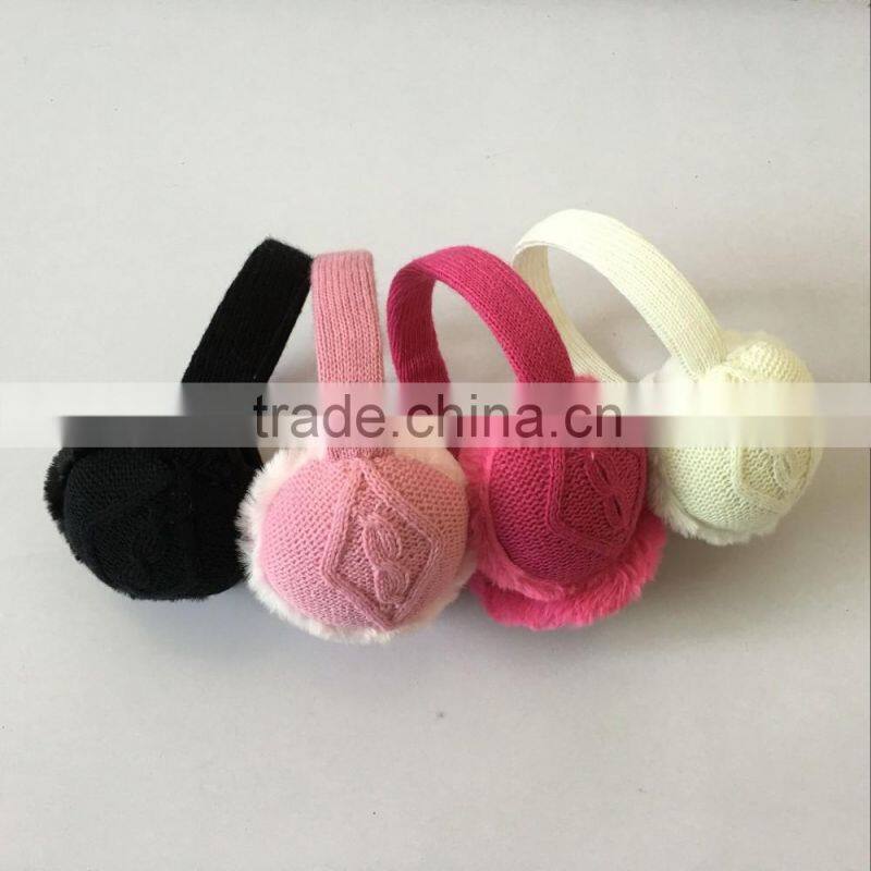 Adult unisex knitted earmuff fur with geometric pattern for male and female outdoor active wearing accessories