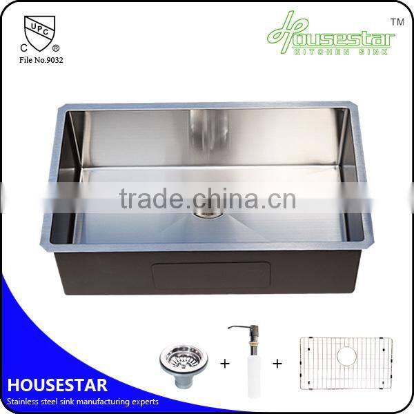 Newest product housestar sink laundry washing machine3 cheap full handmade stainless steel single big bowl kitchen sink 3219-3