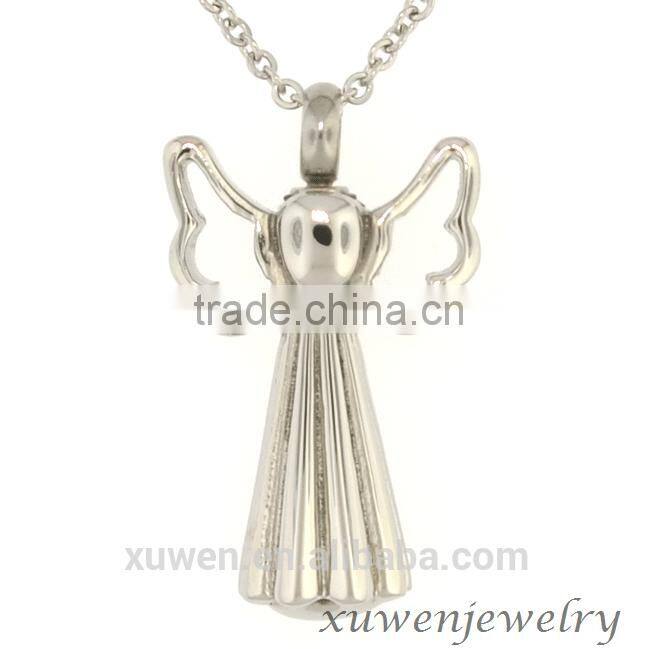 silver plated cute angel wings 316l stainless steel cremation pendant