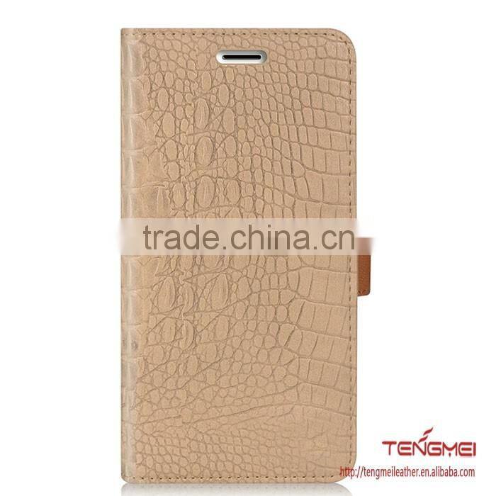 Crocodile pattern leather wallet case with card slots for samsung galaxy note 7 case