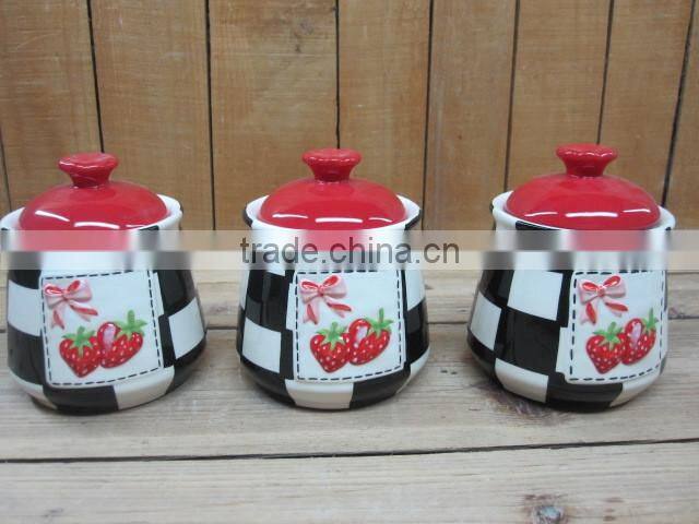 New strawberry emboss ceramic kitchen tools holder with tools