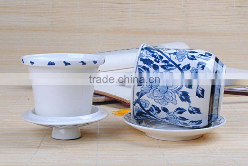 ceramic tea mugs with lid and sauce China tea cups