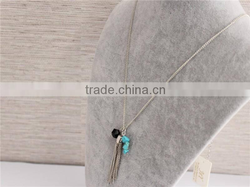 Free Shipping 18k stone Necklace wholesale, stone necklace jewelry with tassel