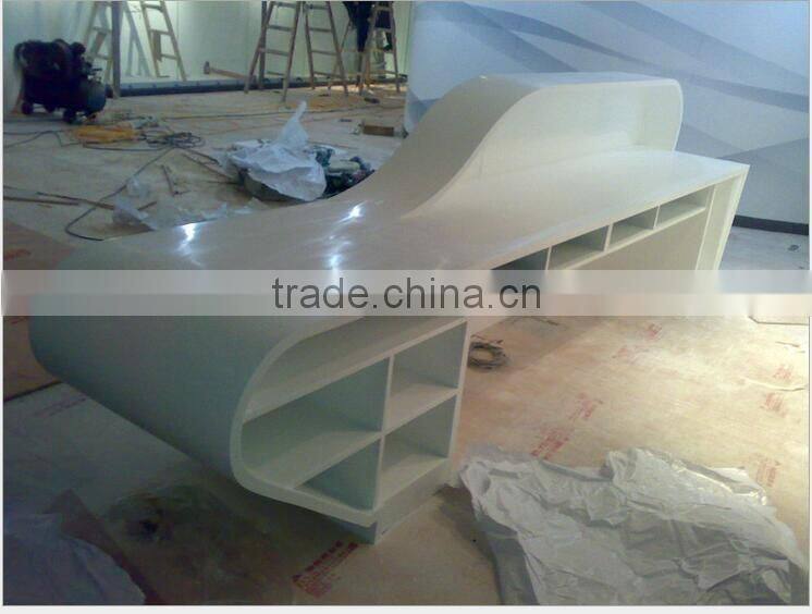 big Discount solid surface reception countertop pure acrylic solid surface countertop, artificial stone round marble countertop