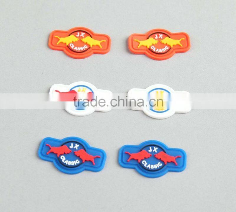 Custom Logo PVC Rubber Patch Hat Badge Backpack Label Blue Base