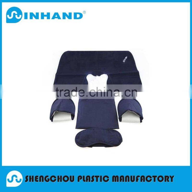 2016 Factory Low Price ASTM Approved Blue PVC Inflatable Travel Car Neck Rest Pillow/travel kit