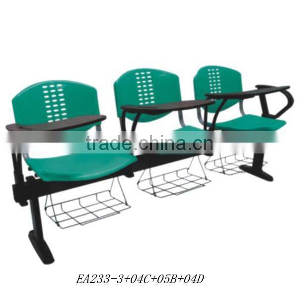 Modern waiting room chairs used Plastic chair with writing pad on sale EA233-3+04C+05B+04D