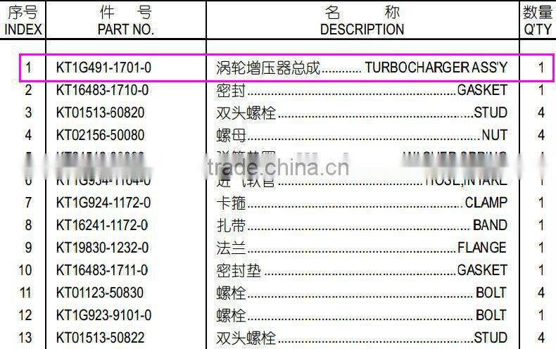 Japan brand excavator spare parts PC56-7 turbocharger KT1G491-1701-0 engine parts turbocharge