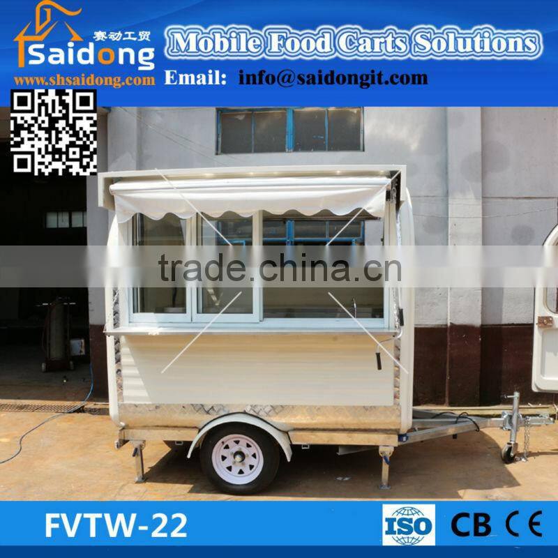 Outdoor Fiberglass Commercial Hot Dog Vending Cart Fast Food Trailer for sales