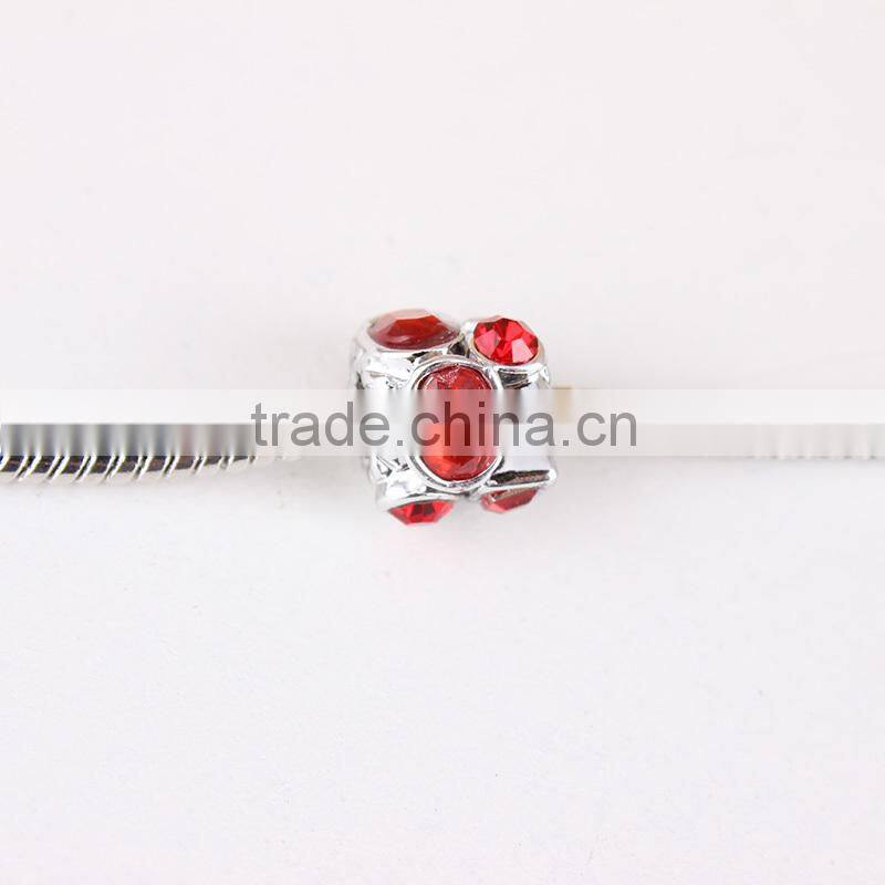 Wholesale red crystal rondelle alloy charms murano beads