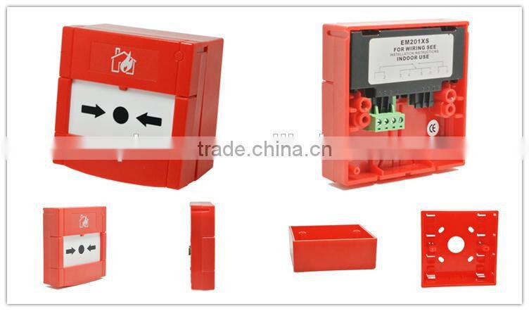 Fire alarm emergency resettable Single pole red square Manual Call Point
