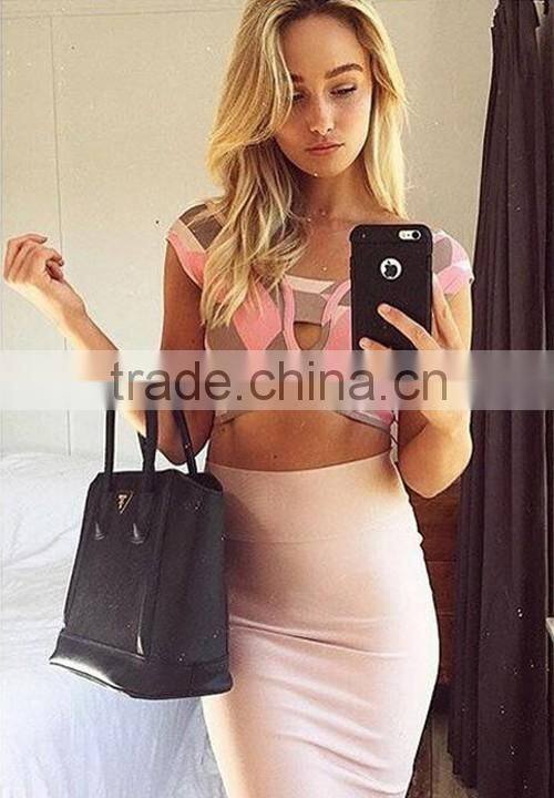 2015 Europe fashion two piece sex bandage dress high quality ladies tight ladies brand bandage dress