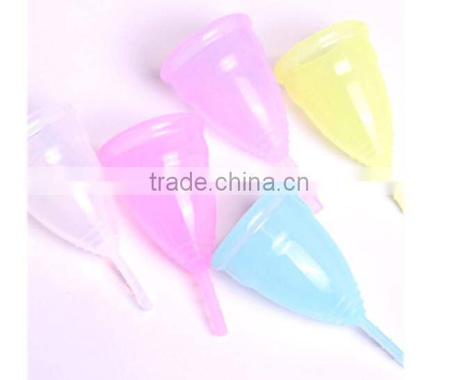 Reusable 100% Medical Silicone Ladies Menstrual Cup for wholesales-Small or Big Size in Pink,Purple,White,Transparent