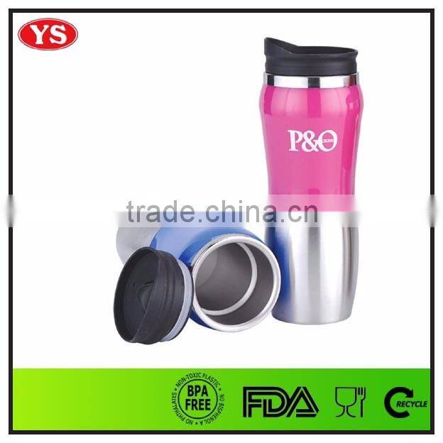 food grade double wall 14oz stainless steel tumbler with press lid