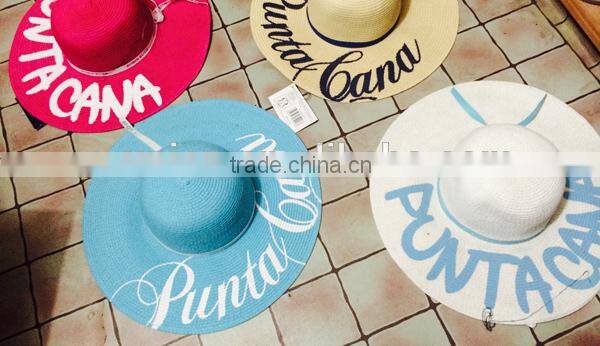 Promotion ladies floppy straw beach hats,custom ladies hats, ladies printed logo on brim beach hats (SU-SH3366)