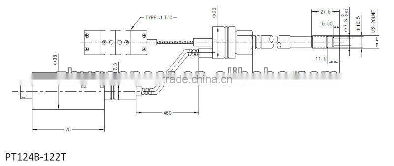 flexible silicon oil filled melt pressure sensor with J thermocouple for food extruder