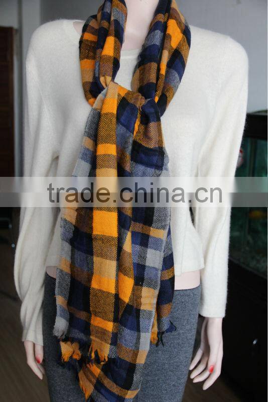 worsted cashmere light checked scarves
