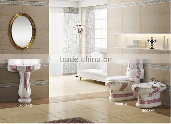 Hot Sale Bathroom Ceramic Decorated Sanitary Ware Suite D8008