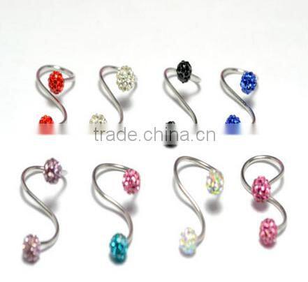 Gem crystal jeweled body piercing jewelry free belly button rings twister belly button ring navel belly ring