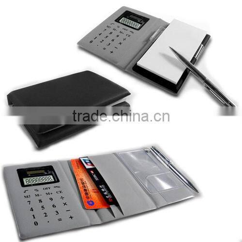 Hot selling waterproof customized color&size leather folder with calculator