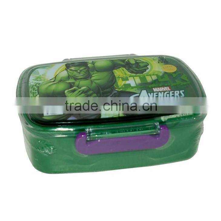 Factory audited foodgrade plastic lunch box with cartoon logo