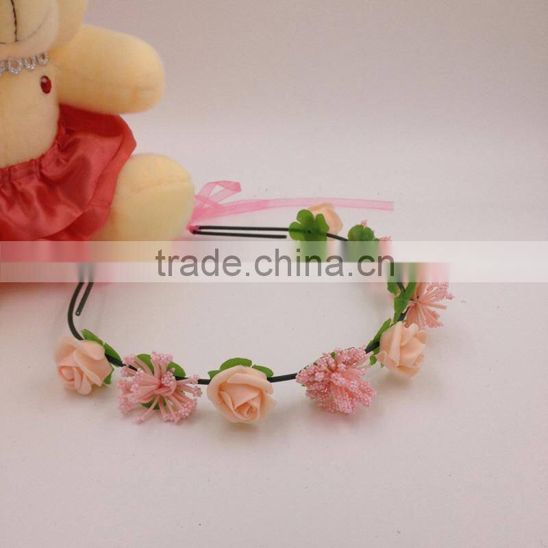 9 rose flower headband with adjustable ribbons,beautiful mixed colorful flower hairband headband
