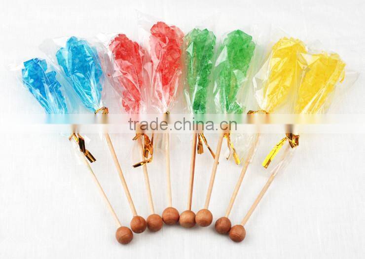 Hard candy rock lollipop candy yellow color crystal lollipop sweet