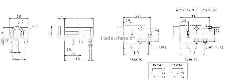 3.5 smt audio jack PJ-003A