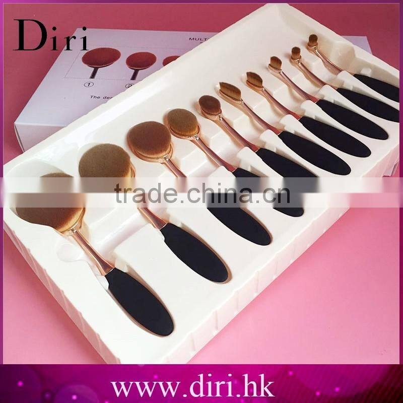 10pcs Toothbrush Make Up Brushes Kit Private Label Rose Gold Oval Makeup Brush