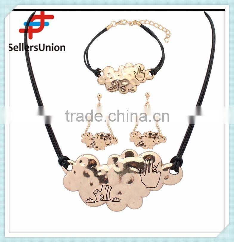 No.1 yiwu & ningbo exporting commission agent wanted leather chain new design necklace and bracelet set with earrings