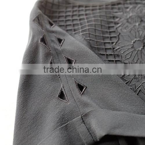 Lady fashion silk blouse with embroidery