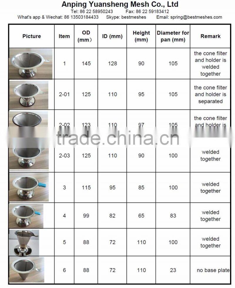 Hot Selling One Part Reusable Double Wall Stainless Steel Pour Over Coffee Dripper