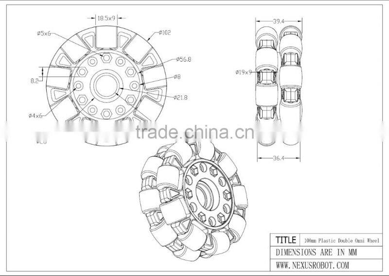100mm Double Plastic assemble robot Omni Wheel w/Bearing Rollers 14041