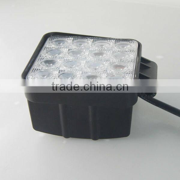 16 LEDs 48W Work Lamp 60 degree Wide Flood Beam with EMI 12v off road work light for turck