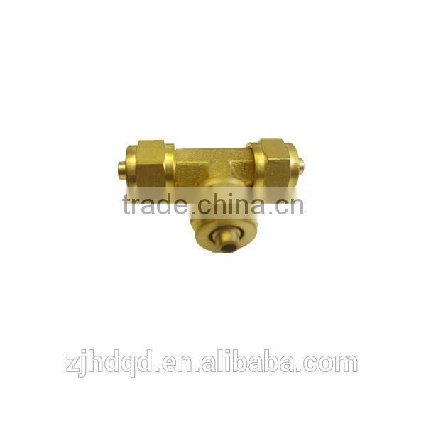 brass tee connector with milled nut , high quality T-type connector ,size of 3/16" 1/4" 5/16" 1/2" 5/8"