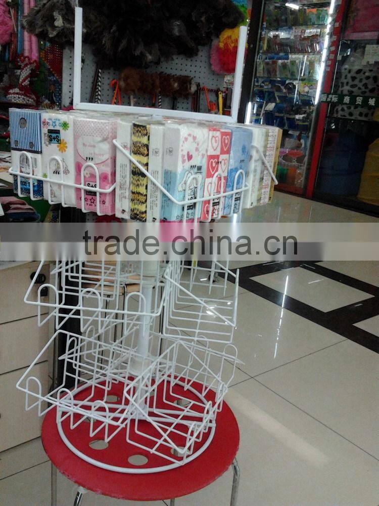 knock-down design 4way 3tiers paper display stand