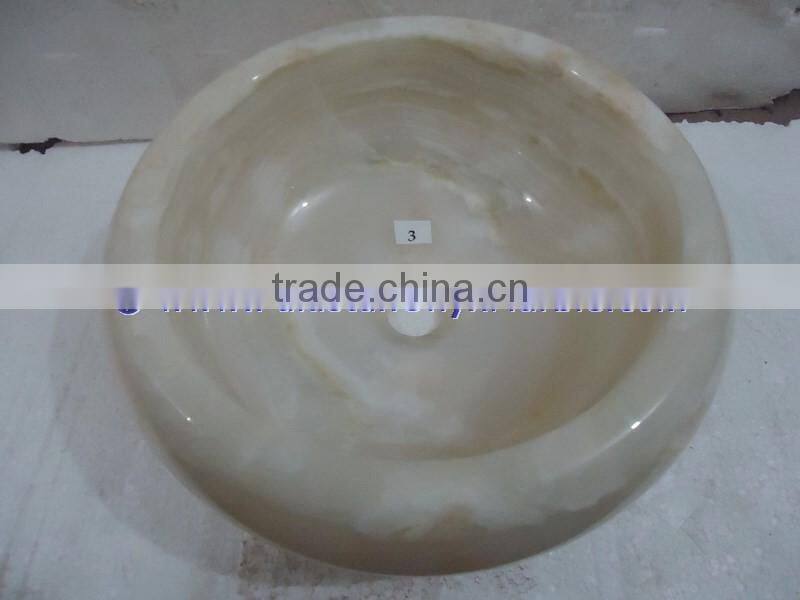 The most beautiful& best quality PURE WHITE ONYX ROUND TYRE SHAPED SINKS AND BASINS